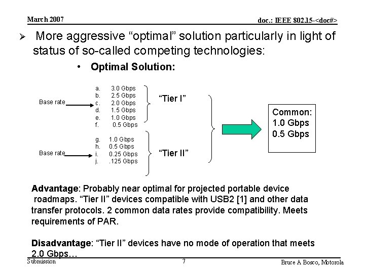 March 2007 Ø doc. : IEEE 802. 15 -<doc#> More aggressive “optimal” solution particularly