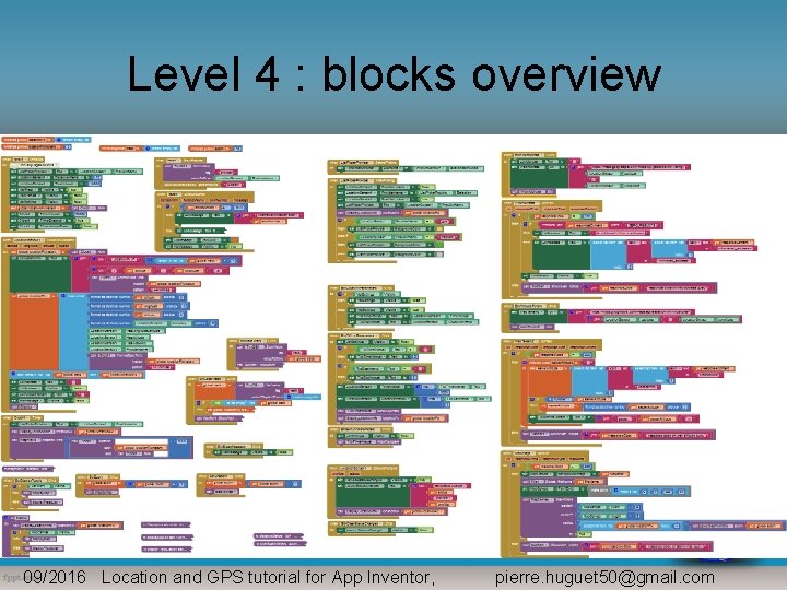 Level 4 : blocks overview 09/2016 Location and GPS tutorial for App Inventor, pierre.