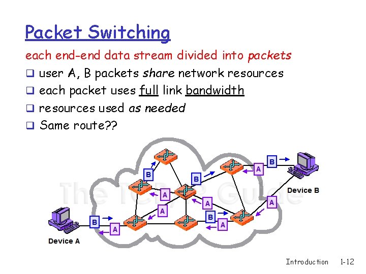Packet Switching each end-end data stream divided into packets q user A, B packets