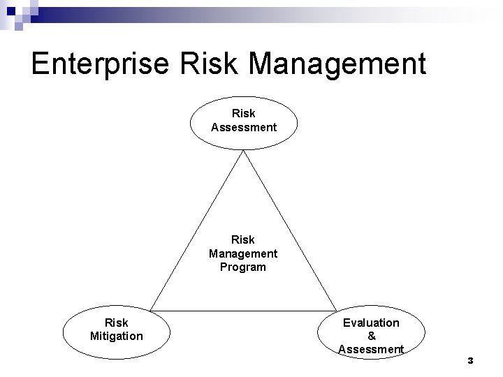 Enterprise Risk Management Risk Assessment Risk Management Program Risk Mitigation Evaluation & Assessment 3