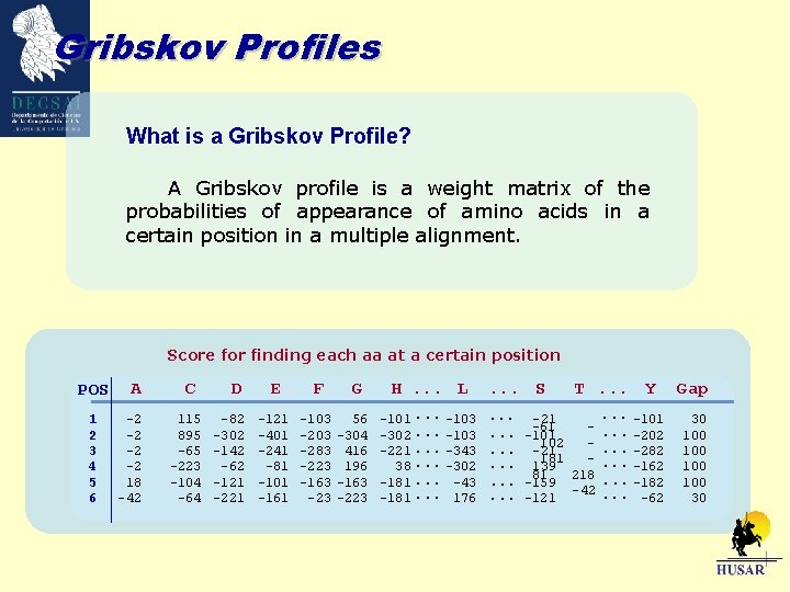 Gribskov Profiles What is a Gribskov Profile? A Gribskov profile is a weight matrix