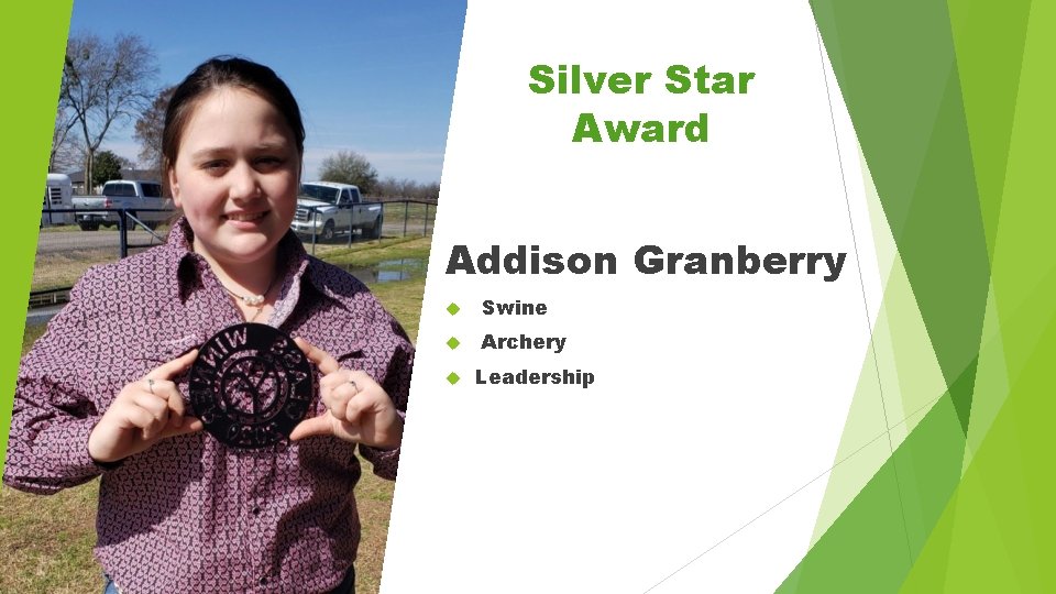 Silver Star Award Addison Granberry Swine Archery Leadership 