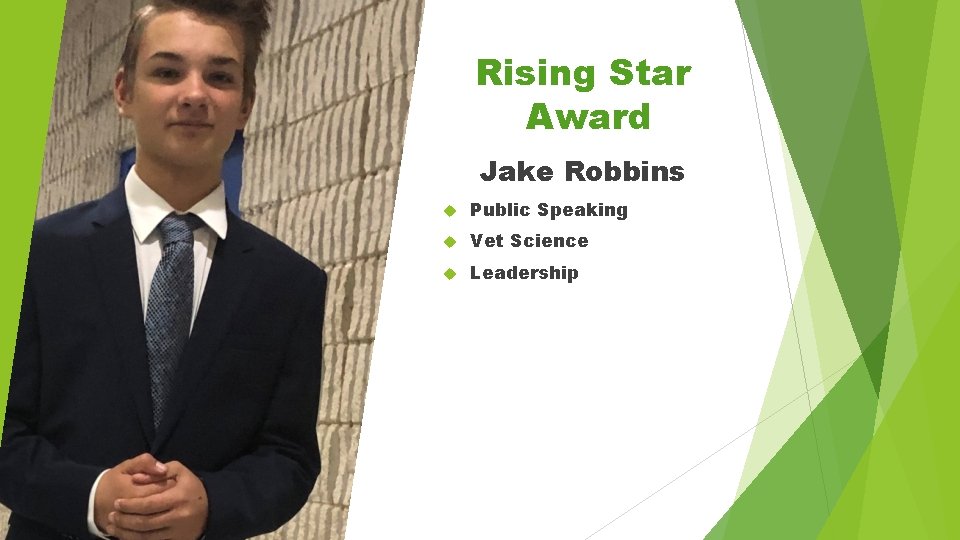 Rising Star Award Jake Robbins Public Speaking Vet Science Leadership 