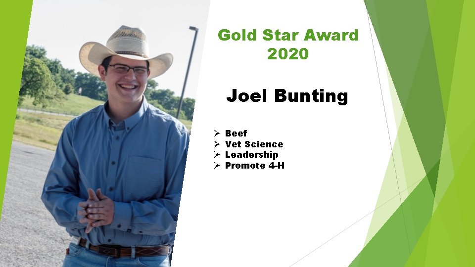 Gold Star Award 2020 Joel Bunting Ø Ø Beef Vet Science Leadership Promote 4
