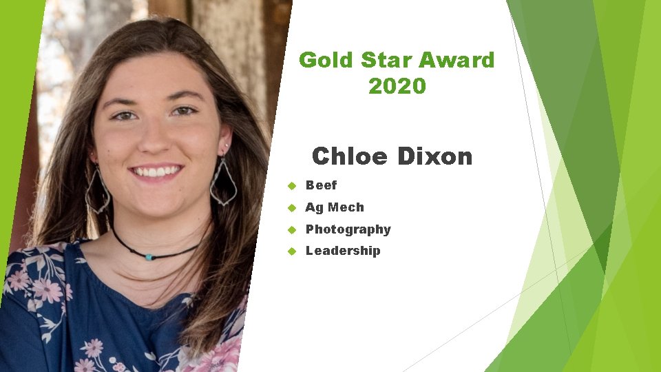 Gold Star Award 2020 Chloe Dixon Beef Ag Mech Photography Leadership 