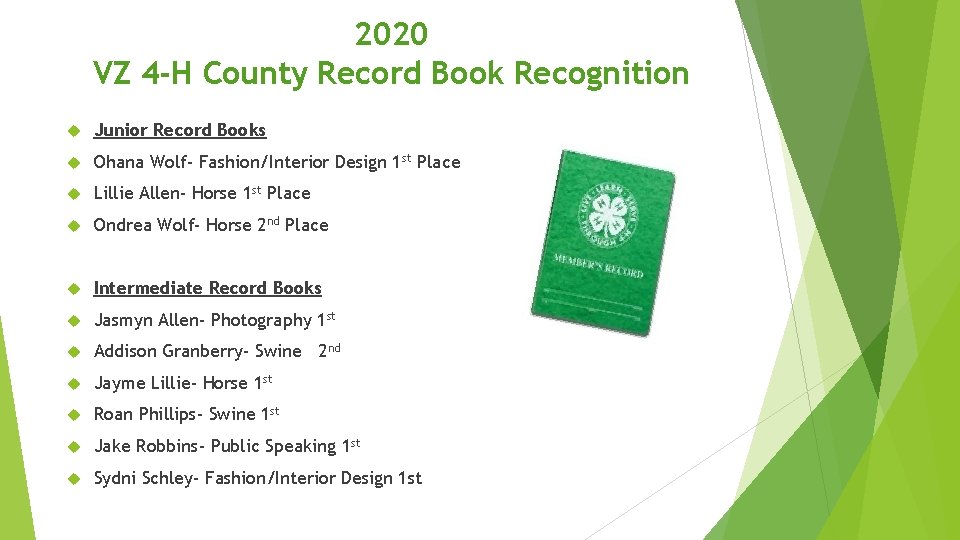 2020 VZ 4 -H County Record Book Recognition Junior Record Books Ohana Wolf- Fashion/Interior