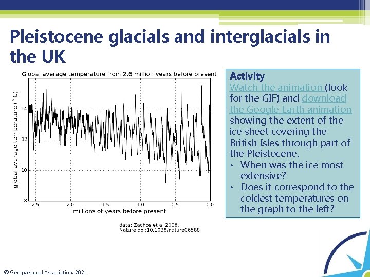 Pleistocene glacials and interglacials in the UK Activity Watch the animation (look for the