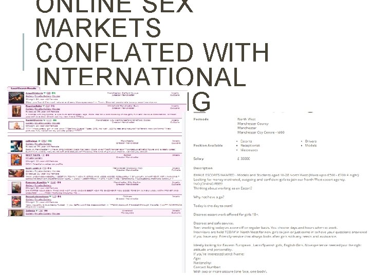 ONLINE SEX MARKETS CONFLATED WITH INTERNATIONAL TRAFFICKING 