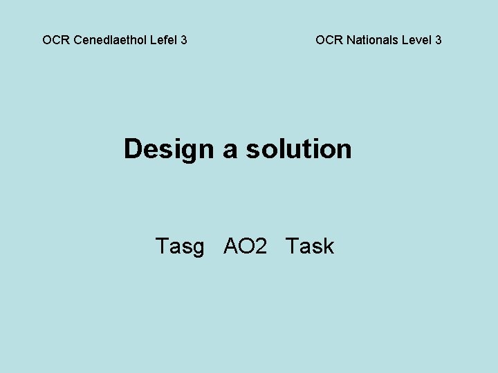 OCR Cenedlaethol Lefel 3 OCR Nationals Level 3 Design a solution Tasg AO 2