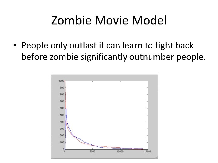 Zombie Movie Model • People only outlast if can learn to fight back before