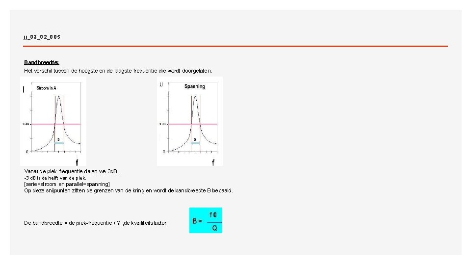 jj_03_02_005 Bandbreedte: Het verschil tussen de hoogste en de laagste frequentie die wordt doorgelaten.