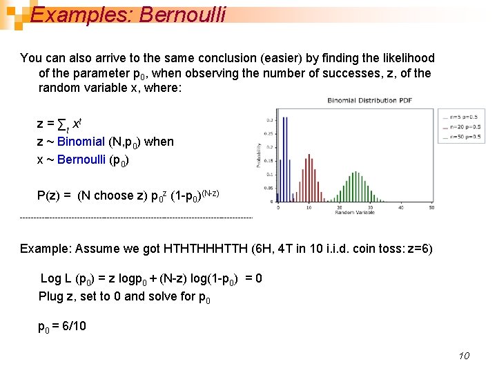 Examples: Bernoulli You can also arrive to the same conclusion (easier) by finding the