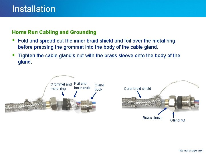 Installation Home Run Cabling and Grounding § Fold and spread out the inner braid