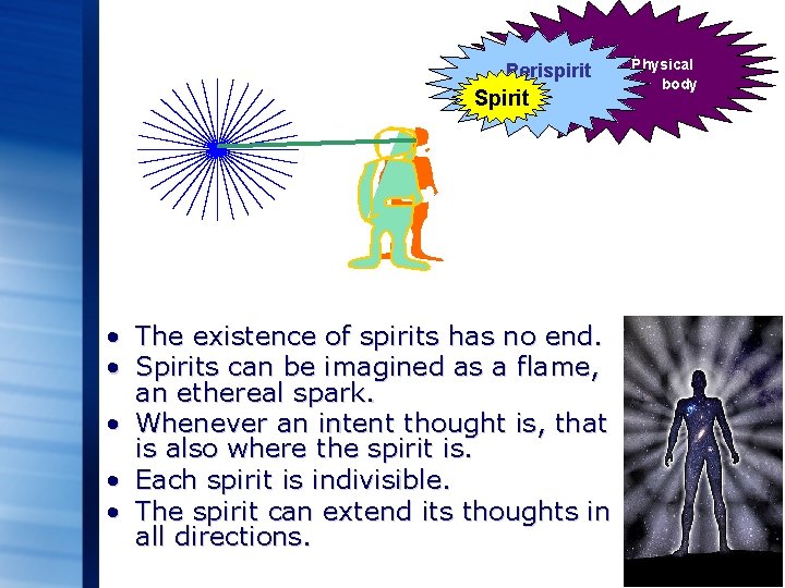 Perispirit Spirit • The existence of spirits has no end. • Spirits can be