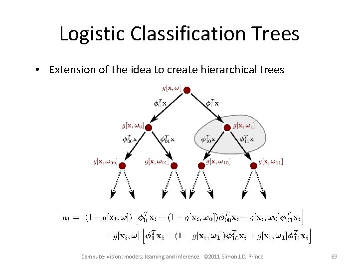 Logistic Classification Trees • Extension of the idea to create hierarchical trees Computer vision: