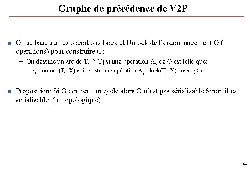 Graphe de précédence de V 2 P ■ On se base sur les opérations Graphe de précédence de V 2 P ■ On se base sur les opérations