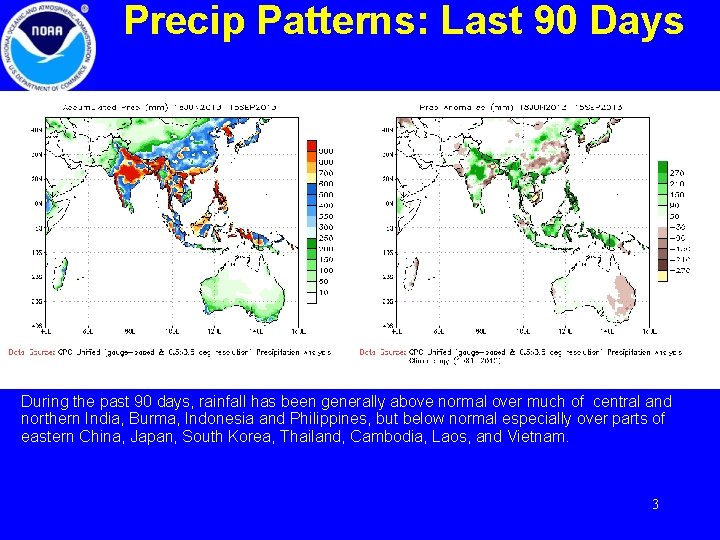 Precip Patterns: Last 90 Days During the past 90 days, rainfall has been generally