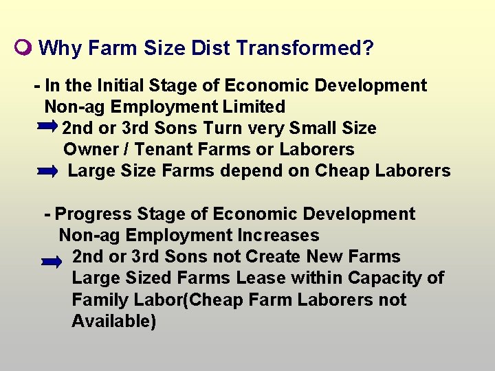  Why Farm Size Dist Transformed? - In the Initial Stage of Economic Development