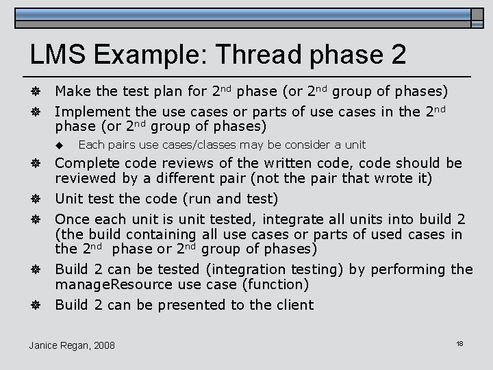 LMS Example: Thread phase 2 ] ] Make the test plan for 2 nd