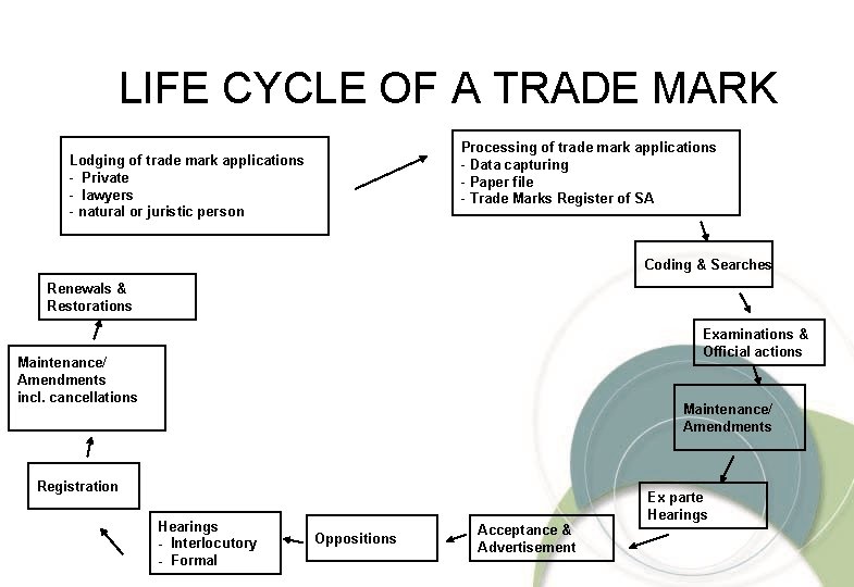 LIFE CYCLE OF A TRADE MARK Processing of trade mark applications - Data capturing