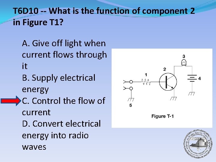 T 6 D 10 -- What is the function of component 2 in Figure