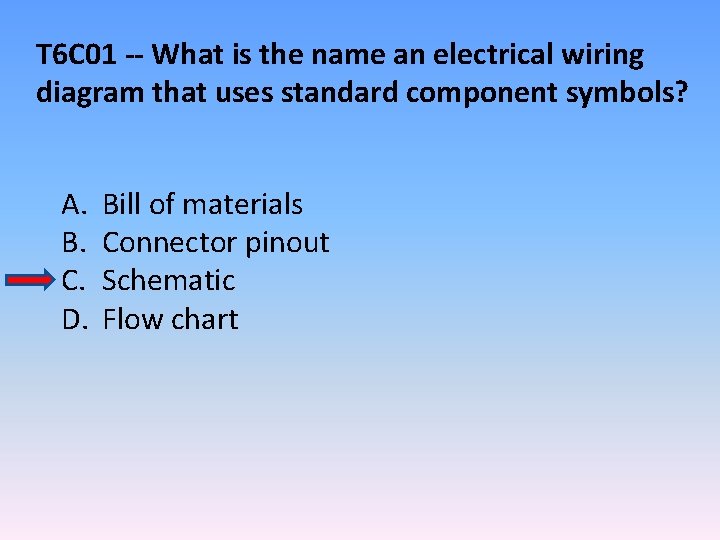 T 6 C 01 -- What is the name an electrical wiring diagram that