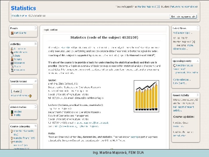 Ing. Martina Majorová, FEM SUA 