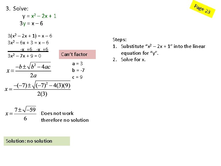 Pag 3. Solve: y = x 2 – 2 x + 1 3 y