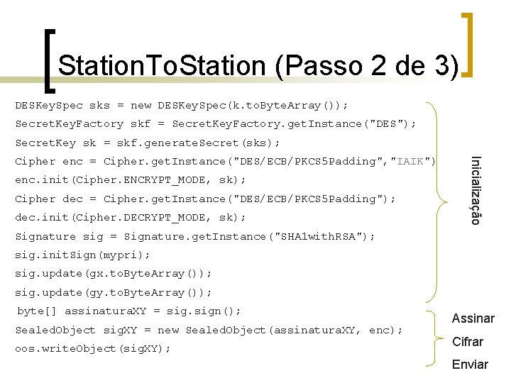 Station. To. Station (Passo 2 de 3) DESKey. Spec sks = new DESKey. Spec(k.
