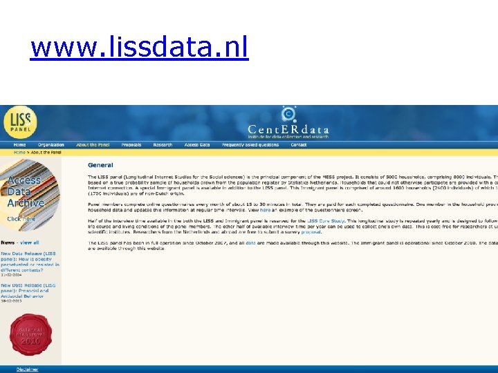 www. lissdata. nl NPSO discussiemiddag over Open Access 12 maart 2014 