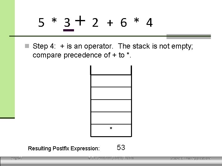 5 * 3 + 2 + 6 * 4 Step 4: + is an