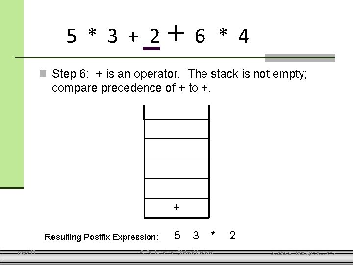 5 * 3 + 2 + 6 * 4 Step 6: + is an