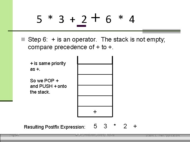 5 * 3 + 2 + 6 * 4 Step 6: + is an