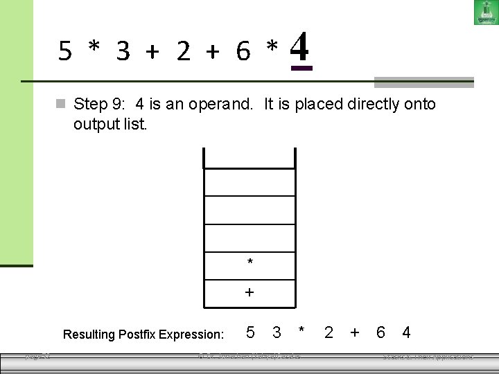 5 * 3 + 2 + 6 *4 Step 9: 4 is an operand.