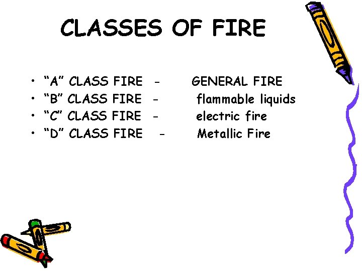 CLASSES OF FIRE • • “A” “B” “C” “D” CLASS FIRE - GENERAL FIRE
