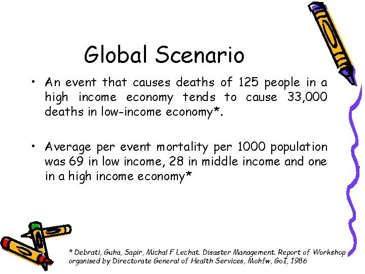 Global Scenario • An event that causes deaths of 125 people in a high