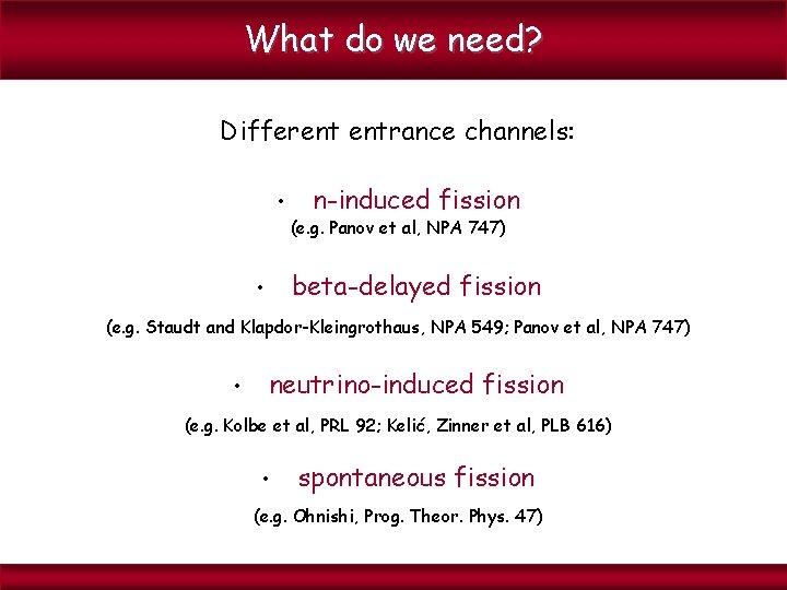 What do we need? Different entrance channels: • n-induced fission (e. g. Panov et