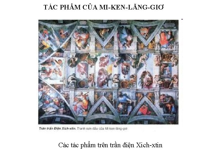 TÁC PHẨM CỦA MI-KEN-LĂNG-GIƠ Các tác phẩm trên trần điện Xich-xtin 