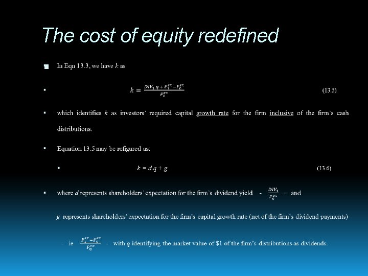 The cost of equity redefined 