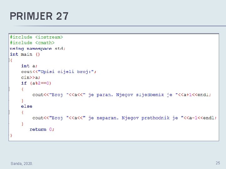 PRIMJER 27 Sanda, 2020. 25 