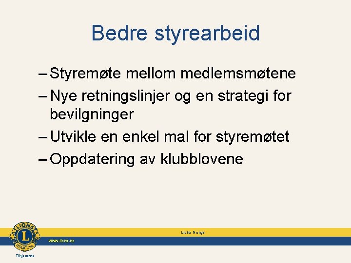 Bedre styrearbeid – Styremøte mellom medlemsmøtene – Nye retningslinjer og en strategi for bevilgninger