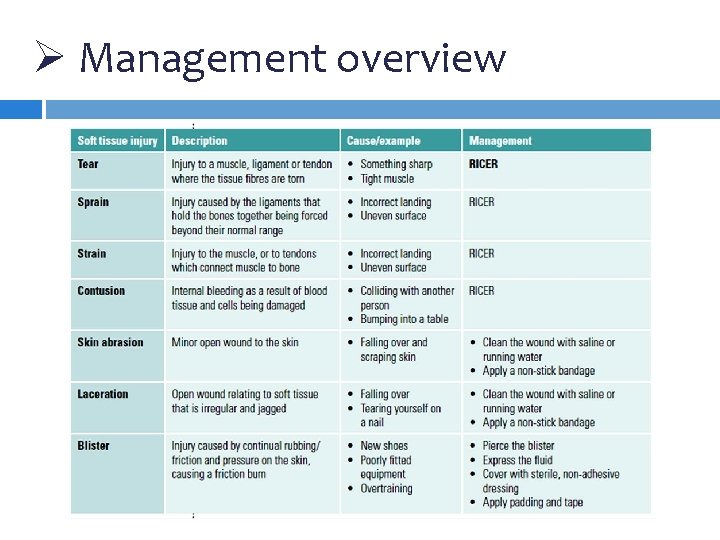 Ø Management overview 