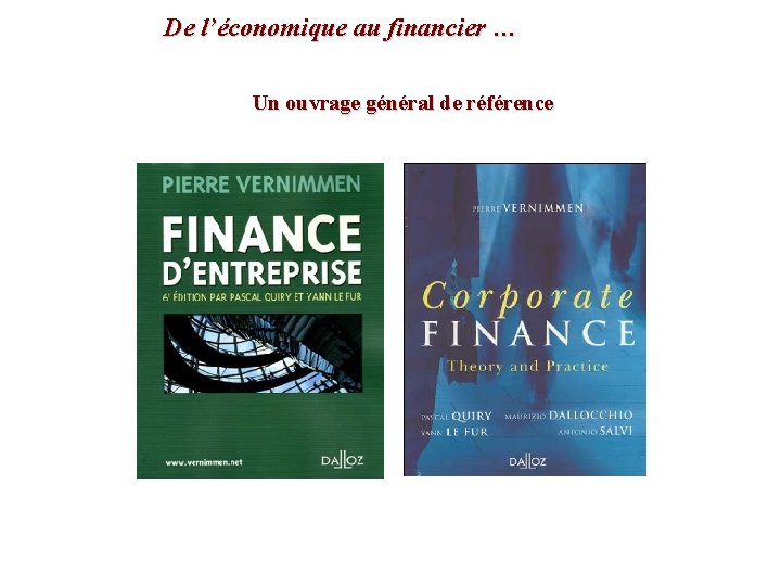 De l’économique au financier … Un ouvrage général de référence 