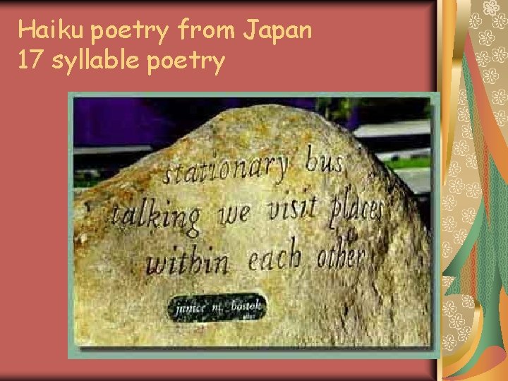Haiku poetry from Japan 17 syllable poetry 