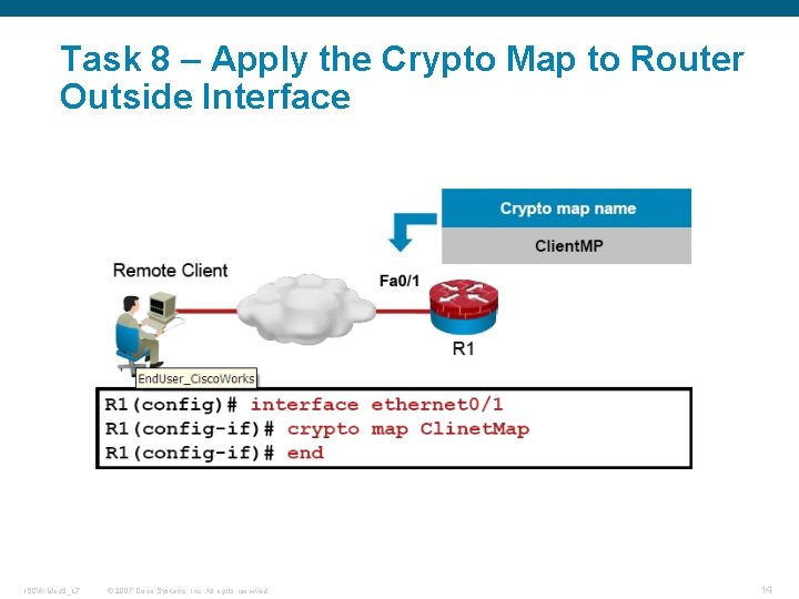 Task 8 – Apply the Crypto Map to Router Outside Interface ISCW-Mod 3_L 7