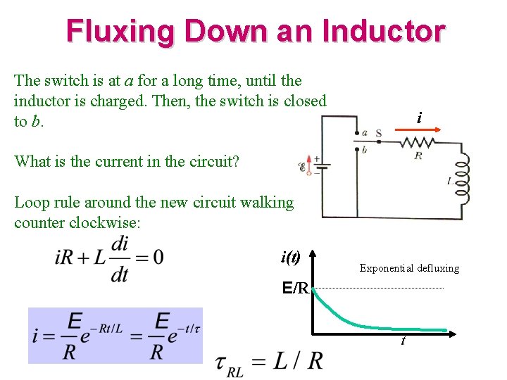 Fluxing Down an Inductor The switch is at a for a long time, until