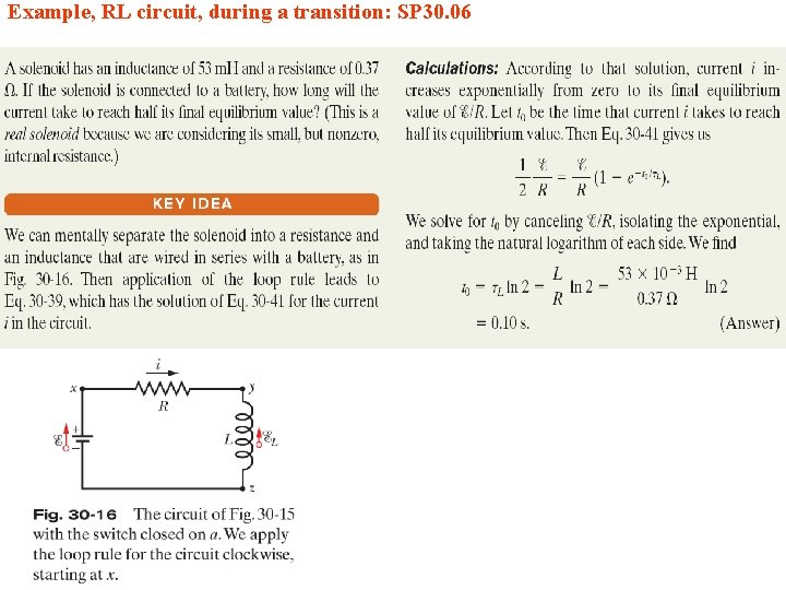 Example, RL circuit, during a transition: SP 30. 06 