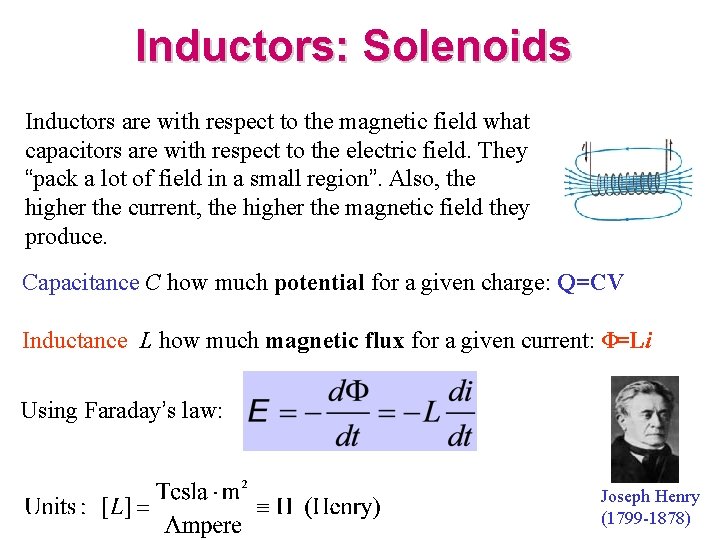 Inductors: Solenoids Inductors are with respect to the magnetic field what capacitors are with