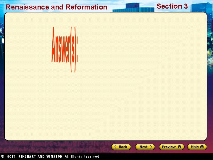 Renaissance and Reformation Section 3 