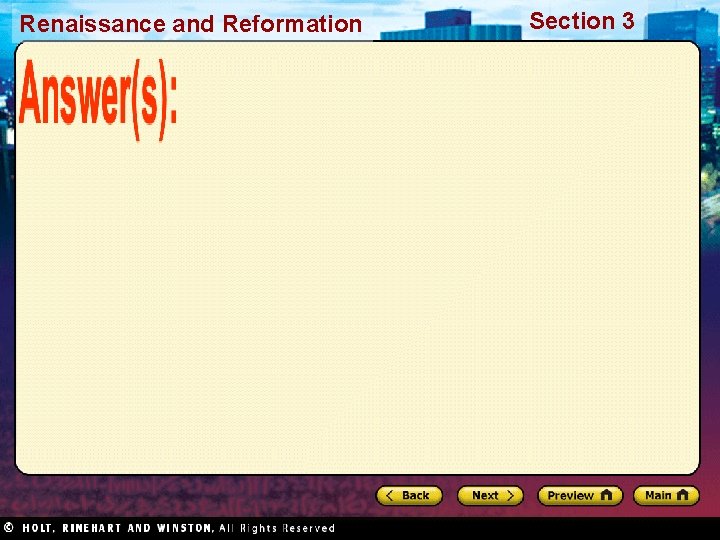 Renaissance and Reformation Section 3 